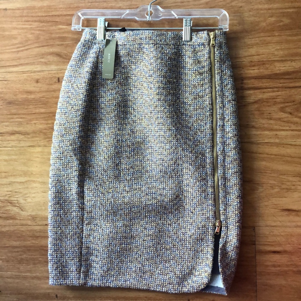 J Crew Shimmer Tweed Pencil Skirt NWT Size 0P